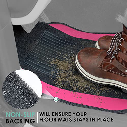 Image of FH Group Automotive Floor Mats - Universal Fit Premium Carpet Car Mats with Driver Heel Pad, Full Set for Cars, SUVs & Trucks - Pink