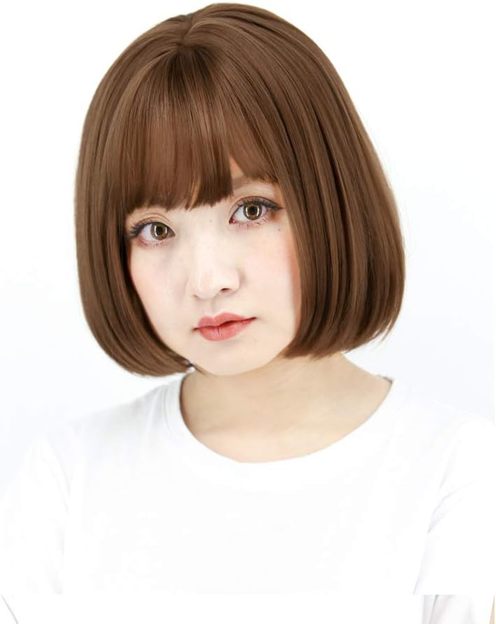 Brightlele 10 Inches 15 Colors Natural Full Wigs For Women Bob Short Wavy Curly Hair Cosplay Wig hf499u-kb
