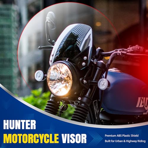 Image of OTO2EYE Hunter 350 Visor Glass | Unbreakable Headlight Bolt Visor | Windshield Protector| Wind Deflector for Bike Styling Fairing Kit (Glass) (Glass Visor)