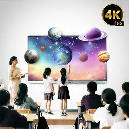 Image of Mieux Interactive Flat Panel for Education | 75 Inch Display | Silver and Black Bezel | 100-240V Input Voltage | Standby Power Consumption ≤0.5 Watt | Classroom Teaching and Learning Use