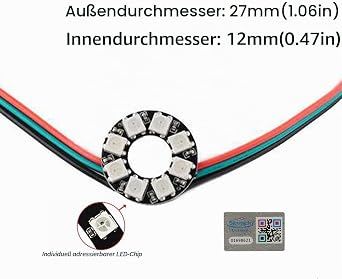 8 RGB LED Ring WS2812 5050 Treiber für Arduino/RPi 5V 4er-Pack [Energieklasse G]