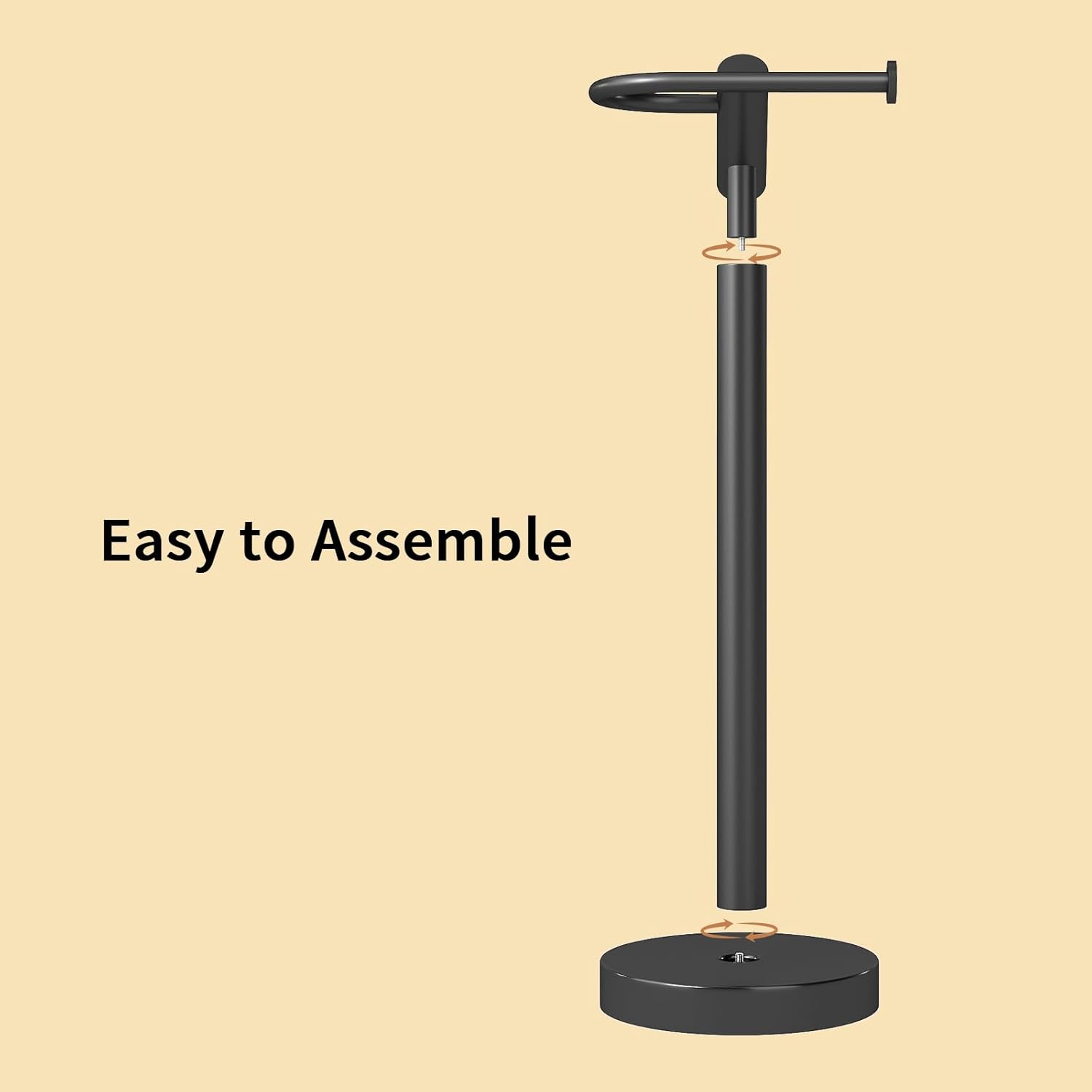 YUMORE Heavy Weighted Toilet Paper Holder Stand, No Drill Freestanding Bathroom Tissue Roll Stand, Stable Floor Standing Paper Roll Dispenser for Bathroom, Bedroom, Vanity