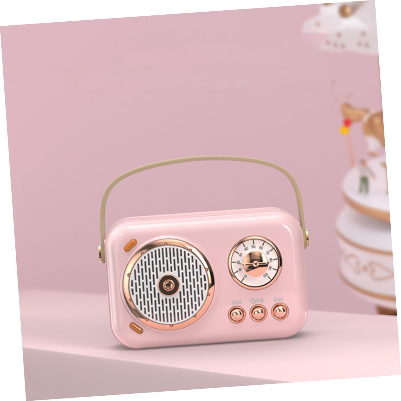 Altavoz Portátil con Micrófono Inalámbrico Compacto para Karaoke, Estilo Retro, Función de Conexión Inalámbrica, Uso en Exteriores y Hogar, Diseño Ligero para Jóvenes, Color Rosa