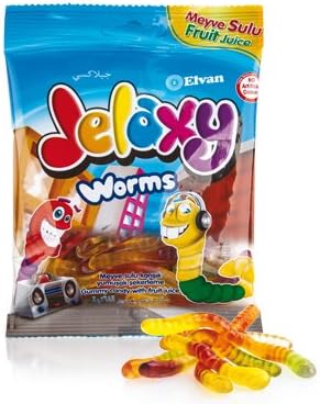 Jelaxy Gummy Candy, No Artificial Colors, Beef Gelatine, 80 g (Worms, 3 Pack)