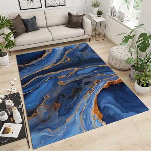 Tapis salon marbre abstrait 3D 180x280 cm en polyester doux pour canapé