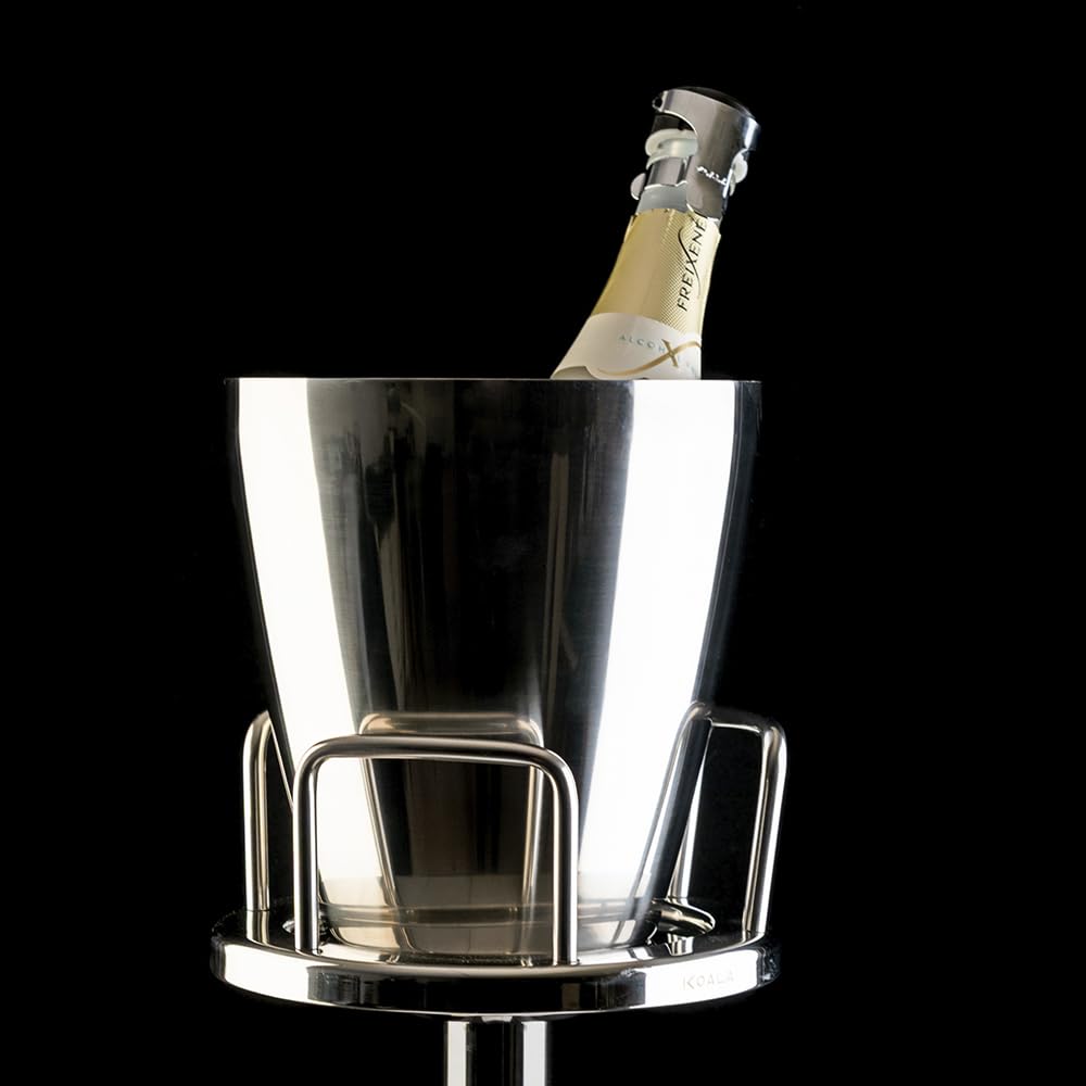 KOALA Pie de Cubitera de Acero Inoxidable para Vino y Champán | Soporte estable compatible con cubiteras y champaneras de Ø20 cm, ideal para hostelería, catering y eventos