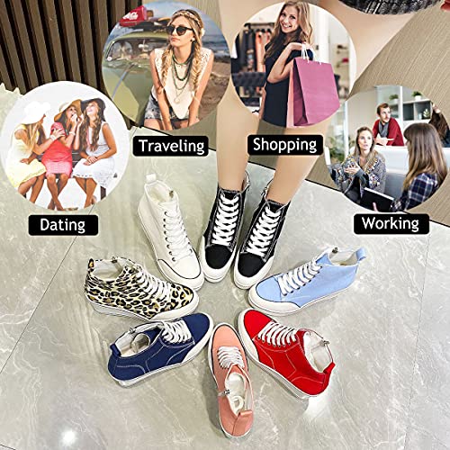 Mei MACLEOD High Heel Sneakers for Women Wedge Heel Sneaker with Side Zipper Casual Lace Up Canvas Shoes for College Students4