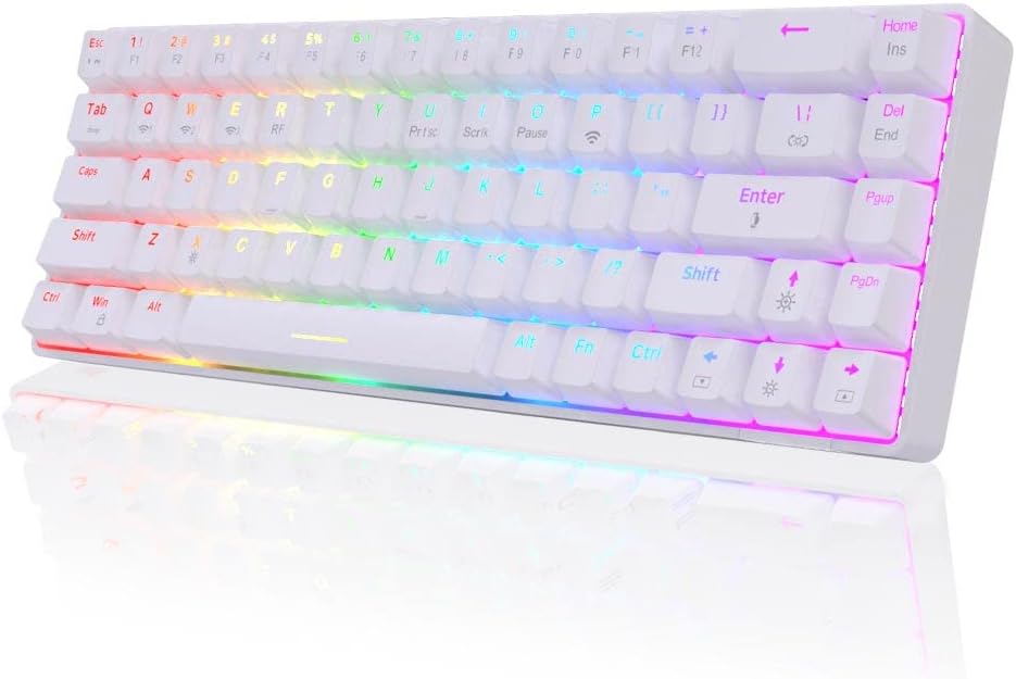 NACODEX 68 Key 65% Hot swappable Mechanical Keyboard, 2.4G Wireless/Bluetooth/Wired RGB Backlit Keyboard, 1900mAh Programmable Keyboard for Win/Mac/Gaming, Linear Red Switch