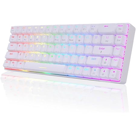 NACODEX 68 Key 65% Hot swappable Mechanical Keyboard, 2.4G Wireless/Bluetooth/Wired RGB Backlit Keyboard, 1900mAh Programmable Keyboard for Win/Mac/Gaming, Linear Red Switch (White)