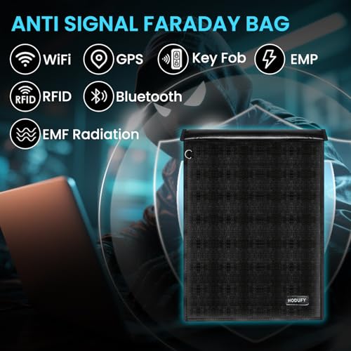 Image of Faraday Bag for Tablets (15 x 10 inches), Faraday Cage, Cell Phone Signal Jammer, Fireproof & Water Resistant Bag, Anti-Theft Pouch, Anti-Hacking Case Blocker (Black)
