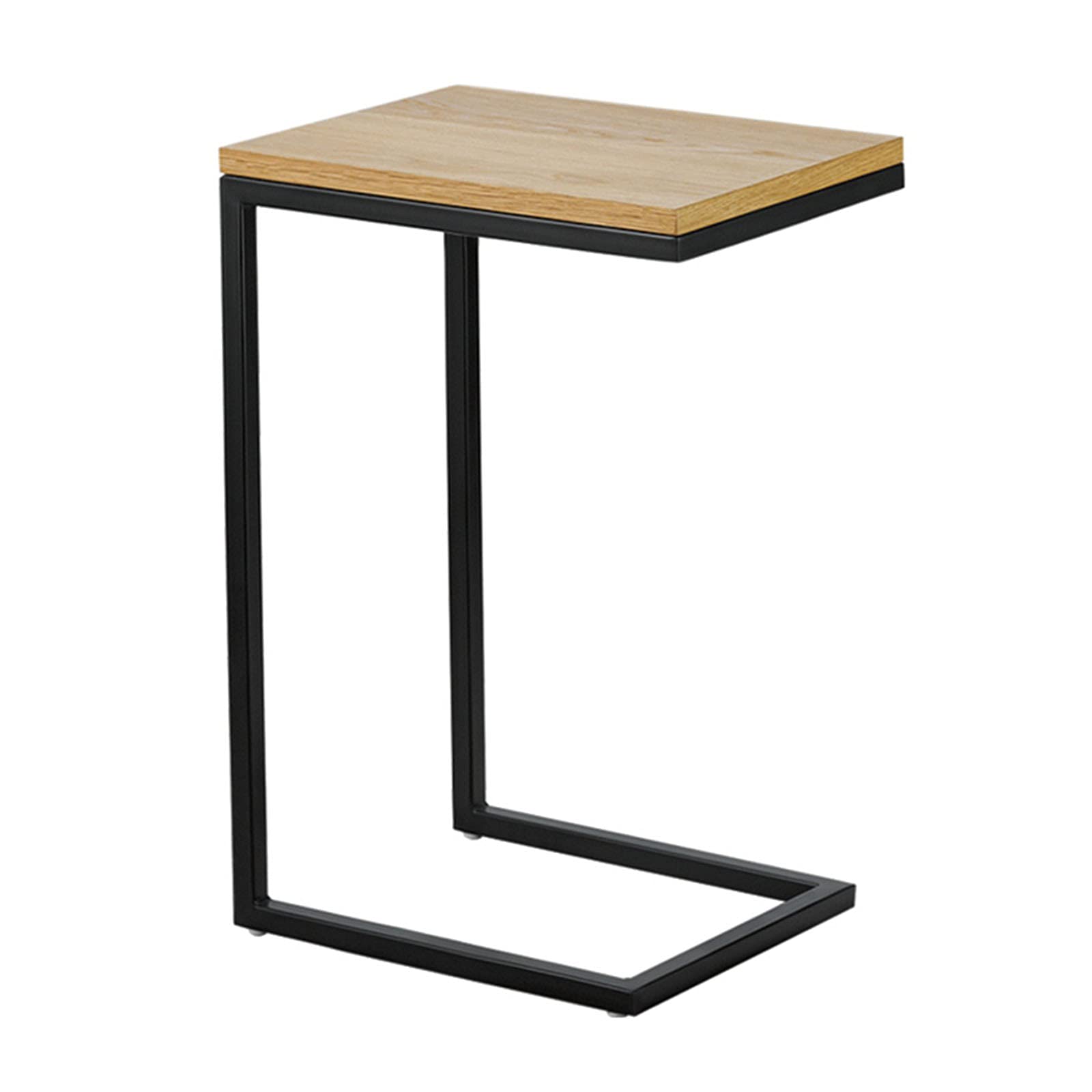 Moderne C-vormige bijzettafel in walnoot afwerking massief houten bijzettafel voor woonkamer, slaapkamer en sofa salontafel met houten frame en snacktafel functie