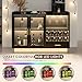COCO DESIGN Modern Wine Bar Cabinet with LED Light & Locked Glass Door, Floating Coffee Bar with Power Outlets & Glass Rack, Black Buffet Sideboard with Removable Wine Rack and Drawer for Living Room