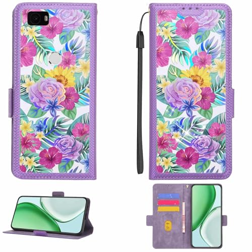 Kinetijy Case Compatible for Google Nexus 6P Phone Case Flip Cover [with Tempered Glass Screen Protector][RFID Blocking][Colorful Reflect Light] LPT-HUA1