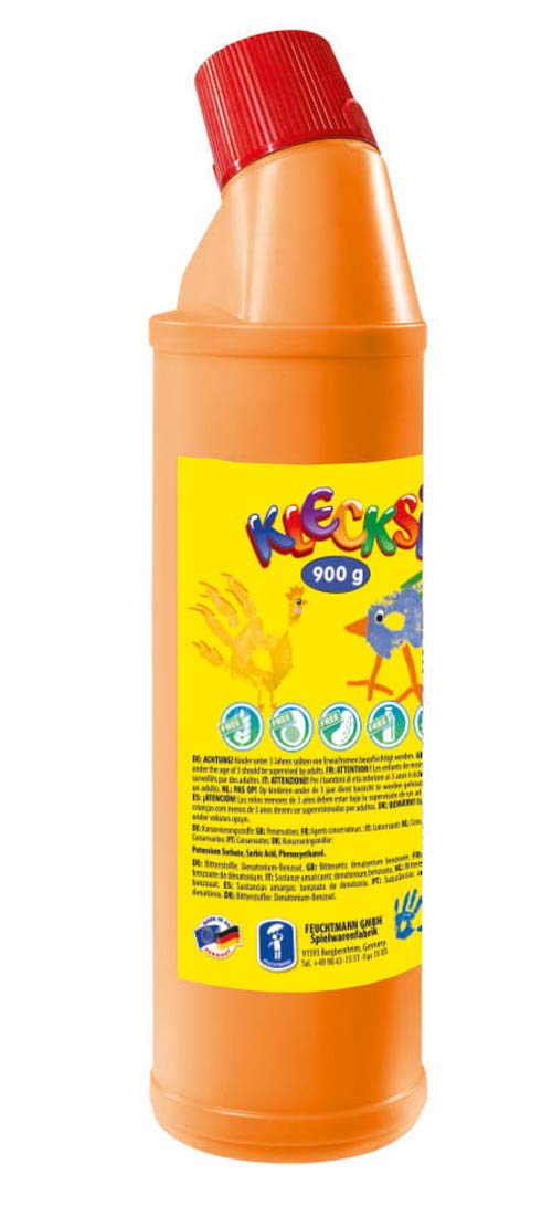 Feuchtmann Juguetes 633060-13 - Pintar con los Dedos Klecksi Gran Botella, 900 g en Botella, Naranja
