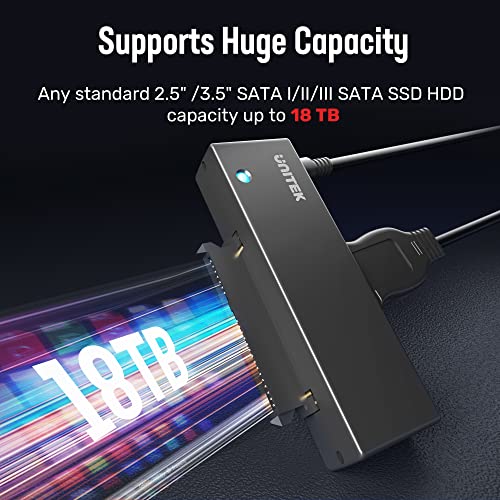 Unitek Usb Type-C To Sata Iii Hard Drive Adapter External Kit Cable For 2.5 3.5 Inch Hdd/Ssd Hard Drive Disk, Optical Drive,With 2V/2A Power Adapter, Support Uasp #TOP4