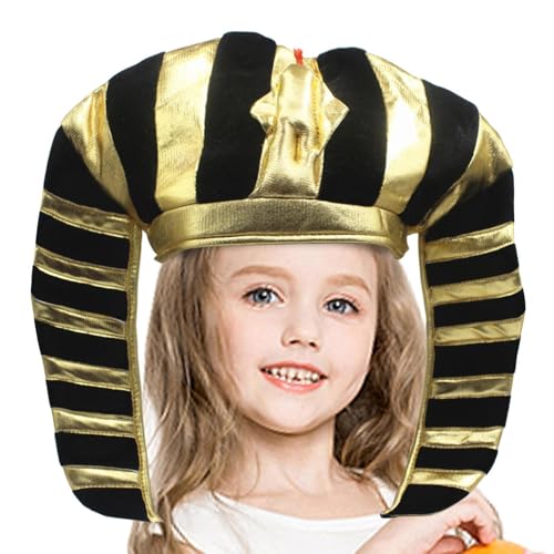 Sombrero egipcio King Tut - Sombrero De Disfraz Negro Y Dorado Unisex Para Halloween, Cosplay Y Fiestas | Tesoro De Suave Para Niños Y Adultos | Ideal Para Eventos Escolares Y Juegos Históricos De R