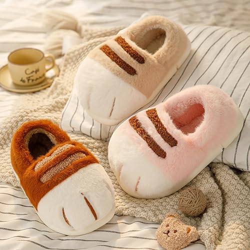 Plush cat paw slippers，non-slip soles, cozy and cute slippers4