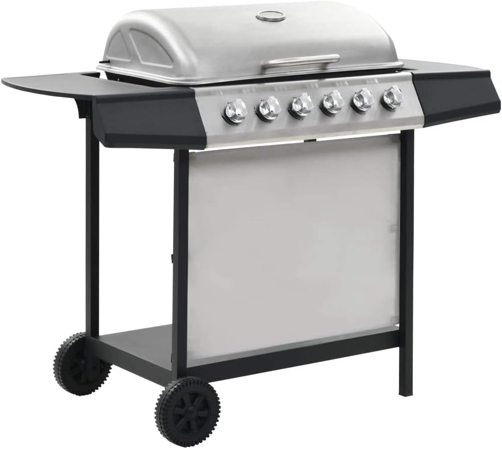 Festnight BBQ Griglia a Gas con 6 Fuochi in Acciaio Inox con 2 Ruote,Barbecue Griglia a Gas da Giardino Esterno e Cucina in Acciaio Nero/Argento con 6 Fornelli Festnight BBQ Griglia a Gas con 6 Fuochi in Acciaio Inox con 2 Ruote,Barbecue Griglia a Gas da Giardino Esterno e Cucina in Acciaio Nero/Argento con 6 Fornelli