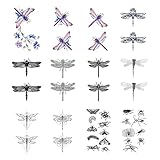 SanerLian Dragonfly Temporary Tattoo Sticker Watercolor Waterproof Women Girls Children Kids Party Favor Hand Arm Back Body Art 10.5X6cm Set of 12 (SF214)