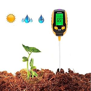 Bodem PH Meter 4 in 1, Digitale Bodemplant Vochtmeter, Bodemvochttester met PH/Temperatuur/Licht/Vochtigheid voor…