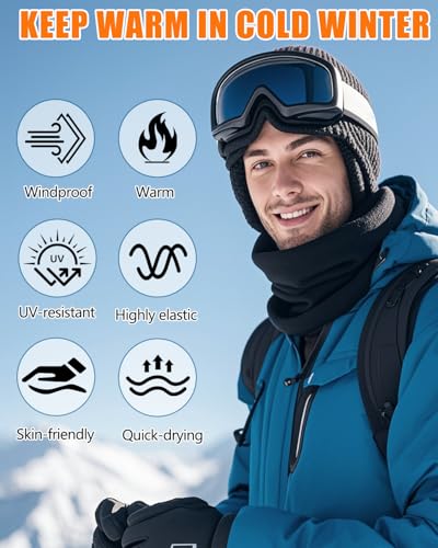 Fleece Neck Gaiter, Neck Warmer for Men & Women, Ski Mask Windproof Winter Face Cover Mask for Cold Weather2