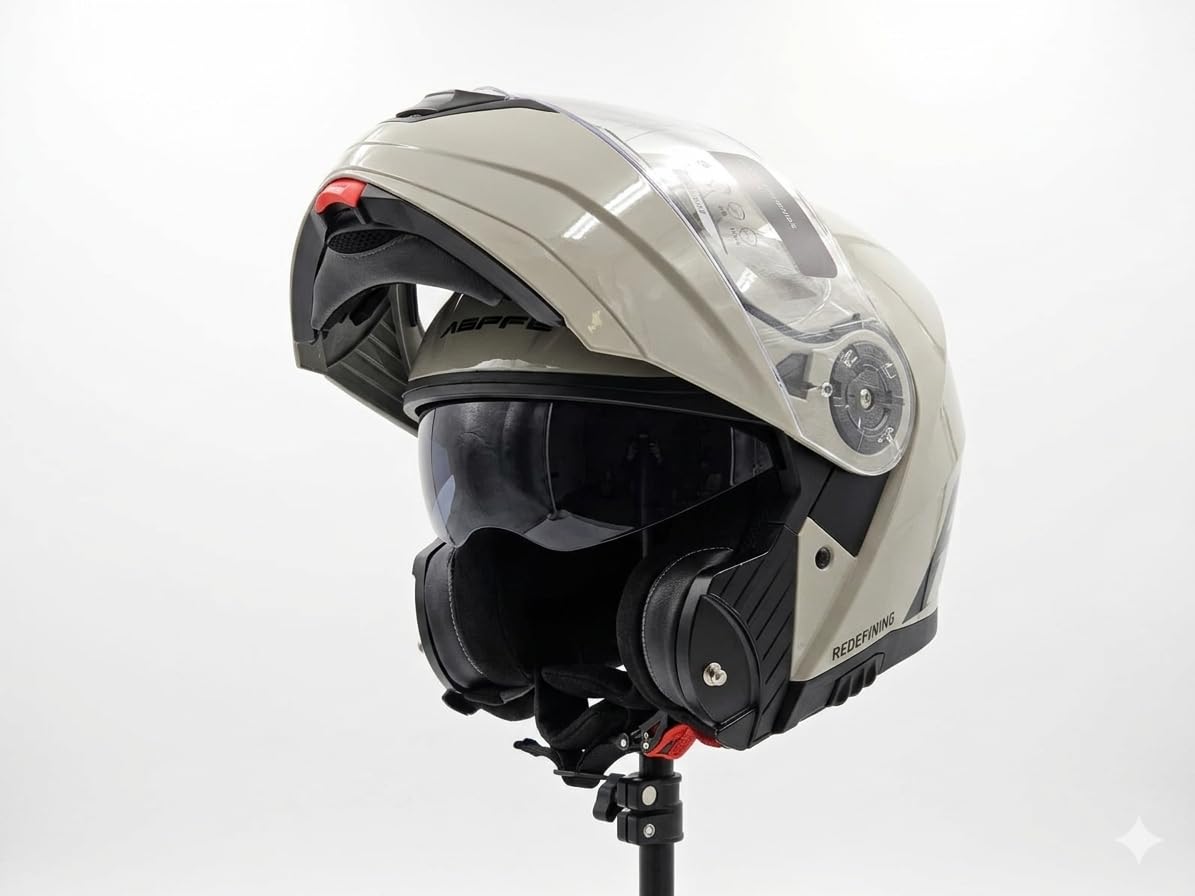 Casco Apribile DF906 Moto Modulare, Grigio Nardo' Lucido, con Visiera Parasole, tg S