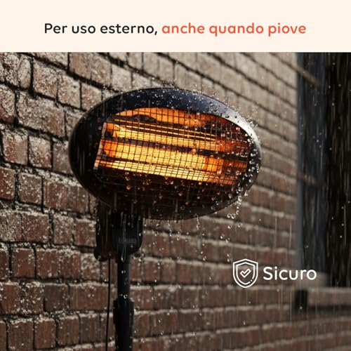 Wintem – Stufa Elettrica Da Patio Verticale Ignis Con 3 Livelli Di Riscaldamento, Altezza Regolabile 130–200 Cm, Testa Inclinabile A 45°, Riscaldamento Elettrico A Basso Consumo Per Esterni - 4