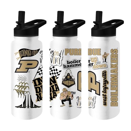 Image of Logo Brands NCAA Native 34 oz Quencher Water Bottle - | Local Icons Design | Double-Wall Insulated| Leak-Proof Lid & Built-In Straw