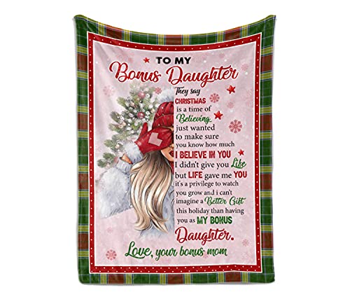 MPINKY Personalized to My Bonus Daughter Blanket, Letter Christmas Blanket from Step Mom,...