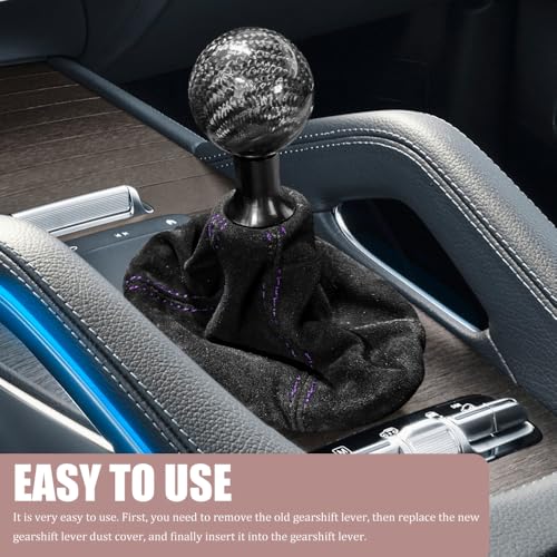 HABNVUON Car Shift Boot Cover, Stick Shift Cover, Suede Leather Manual/Automatic Shifter Boot Dust Sleeve, Car Accessories Vehicle Transmission Lever Protector Fit for Sedan Truck (Black/Purple)