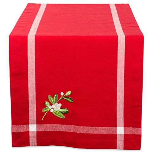 Dii Embroidered Mistletoe 100% Cotton, Machine Washable, Table Runner For Dinner Parties, Christmas, And Holidays - 14X72 #TOP7