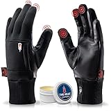 THE HEAT COMPANY – Durable Liner PRO – Touchscreen Lederhandschuhe Herren gefüttert - Premium Qualität - Thermo Handschuhe Damen Leder - windabweisende Winter Lederhandschuhe, Fahrradhandschuhe