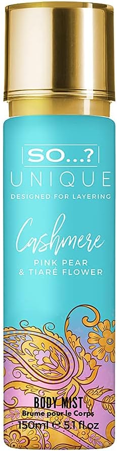 SO…? SO Unique Cashmere Floral Body Mist - 150Ml | Pink Pear & Tiare Flower Fragrance Mist | Long Lasting Perfume Mist | Body Spray For Women
