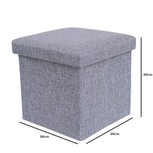 Image of Lazer Folding Storage Ottoman Stool | Multipurpose Organizer Bench & Footrest | Cube Coffee Table with Wardrobe Storage for Clothes, Books & Toys | Large Home Storage Set (30x 30x 30cm, Pack of 8)