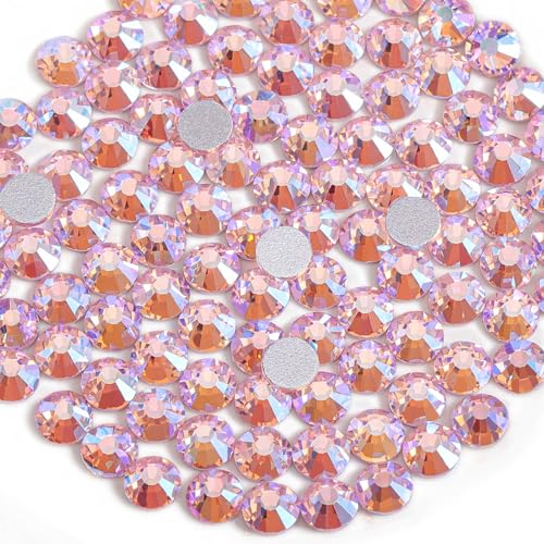 Image of Beadsland 576pcs Flat Back Crystal Rhinestones Round Gems for Nail Art and Craft Glue Fix, Light Pink AB, SS30,6.3-6.5mm