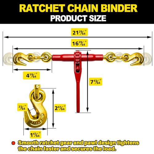 Image of FITHOIST Ratchet Chain Binders 1 /4'' - 5 /16'' | 4-Pack Load Binders w /Clevis Hooks | 2,600 Lbs Working Load | Compatible with G43, G70 & G80 Chains | Secure Tie Down Binder for Hauling and Towing