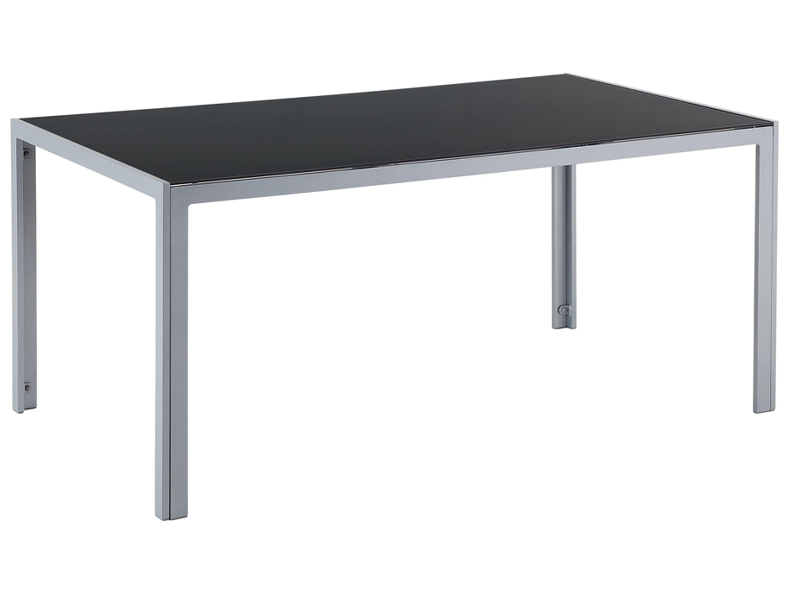 Beliani Gartentisch Esstisch Glas Schwarz für 6 Personen 160x90 cm Aluminium Catania