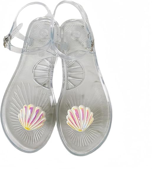 Sandales jelly colorées pour femmes au design de fruits et lèvres roses à bout ouvert