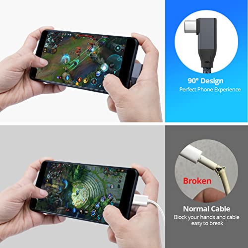 Image of UseBean USB C to USB C Cable 100W 0.2M, 90 Degree Angle USB Type C 3.2 Gen2x2 20Gbps Data Transfer PD Cable Fast Charging, Video 4K@60Hz for MacBook /iPad, Galaxy S24