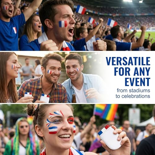 NiceNaiils 2er-Pack Schminkstift mit Französischer Flagge, Blau-Weiß-Rot, Ideal für Französische Fußballfans, Sportveranstaltungen und Nationalfeiertage – Leicht zu Reinigen