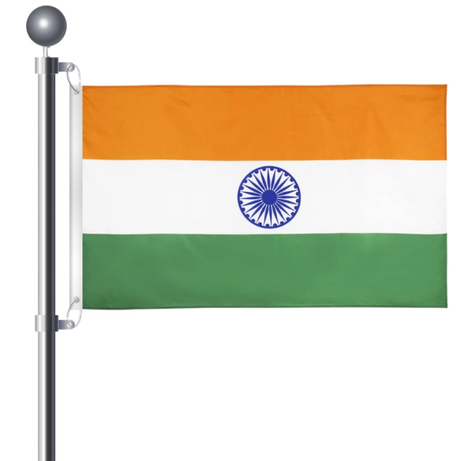 3x5 Ft (90 X 150cm) Indian Flag Large Flag of India with 2 Brass Grommets India For Party Festival Procession Celebration Sport Activities Garden Home Indoor Outdoor Decoration — image 1