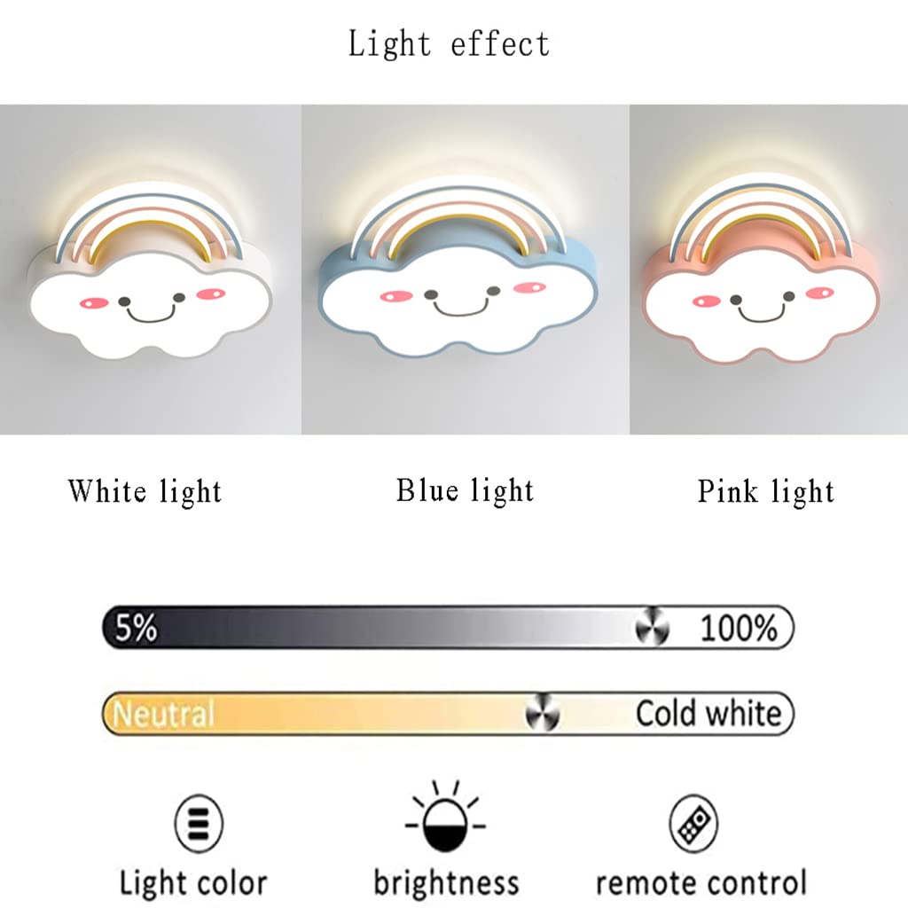 LED Deckenleuchte Regenbogen Wolke Licht Kinderzimmer Lampen Schlafzimmer Moderne Dimmbar Mit Fernbedienung Deckenlampe Kreative Designer Hängeleuchte Für Schlafzimmer Cartoon Lampen (White,60CM)
