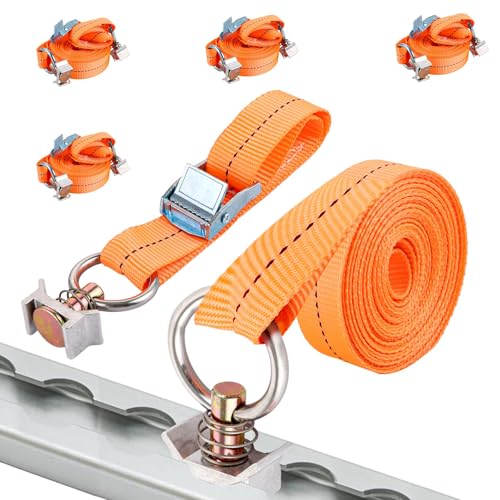 YAYODS Lot de 4 Sangle d'Arrimage pour Rail Airline 5 m - Accessoire Rail d'Arrimage 25 mm de Large avec Boucle à Serrage Rapide - Fitting Airline en...