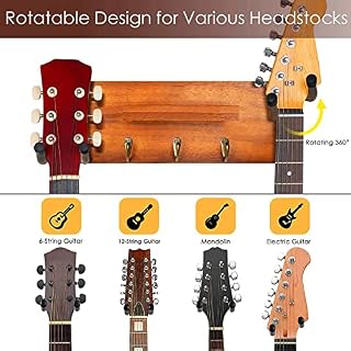 Cintre pour guitare Support mural pour étagère pour guitare Support en bois 4 en 1 Multifonction pour instrument de… – Image 2