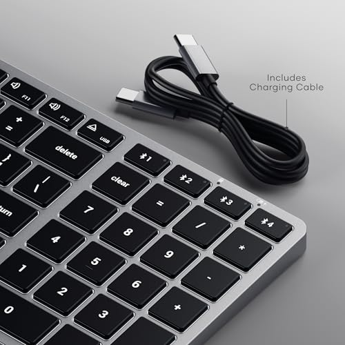 Image of Satechi Slim X2 Bluetooth Backlit Keyboard for Mac, Illuminated Keys & Multi-Device Sync, for MacBook Air /Pro /Neo, iPad Air /Pro, iPad mini, Mac mini, iMac - Space Gray