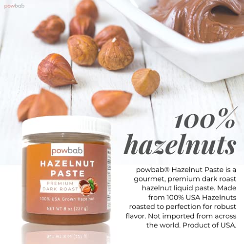 Powbab Hazelnut Paste - 100% Usa Grown Hazelnuts (8 Oz). Premium Dark Roast Nutty Flavor. Sugar Free Hazelnut Spread, No Added Sugar. Use For Hazelnut Butter Or Keto Hazelnut Spread. Non-Gmo, Vegan. #TOP1