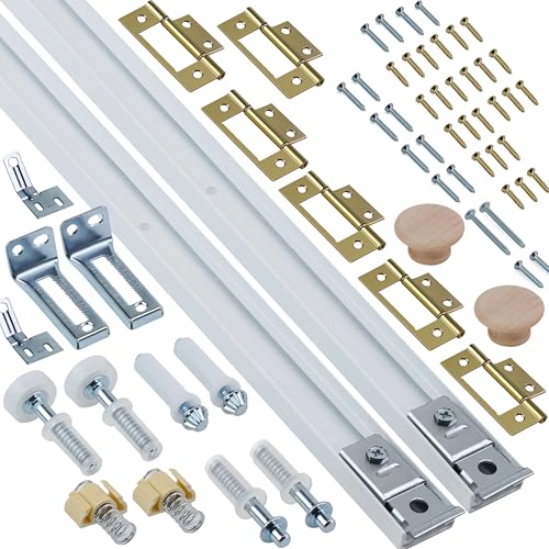 Bifold Door Hardware Kit 2-Pack 24-Inch Bi-fold Closet Door Track Kit Bifold Closet Door Hardware Kit Folding Door Hardware Repair Replacement Tool Kit
