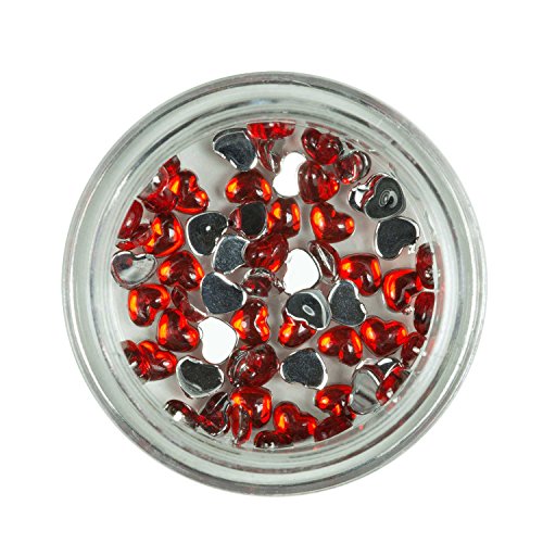 N&BF Nail Art Strasssteine | Herzen Red (Rot) | 3D Nagel Dekoration Edelsteine | Glitter Rhinestones für Nageldesign… – Bild 3