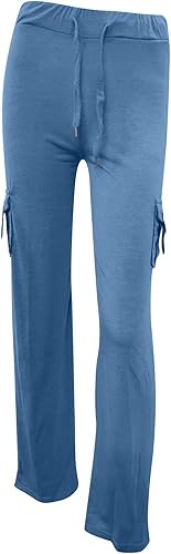 Miniatura 6 de Leggings de yoga para mujer, pantalones cargo elásticos con cordón elástico, cintura elástica, pantalones sueltos, bolsillos laterales, pierna