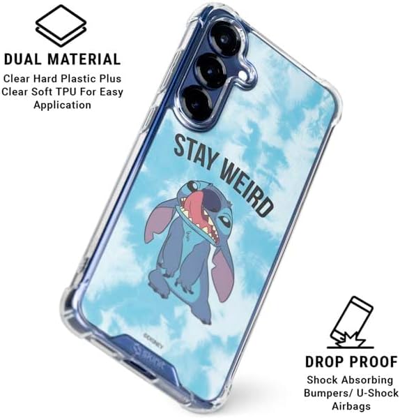 Skinit Clear Phone Case Compatible with Galaxy S25 - Officially Licensed Disney Lilo and Stitch Stay Weird Design